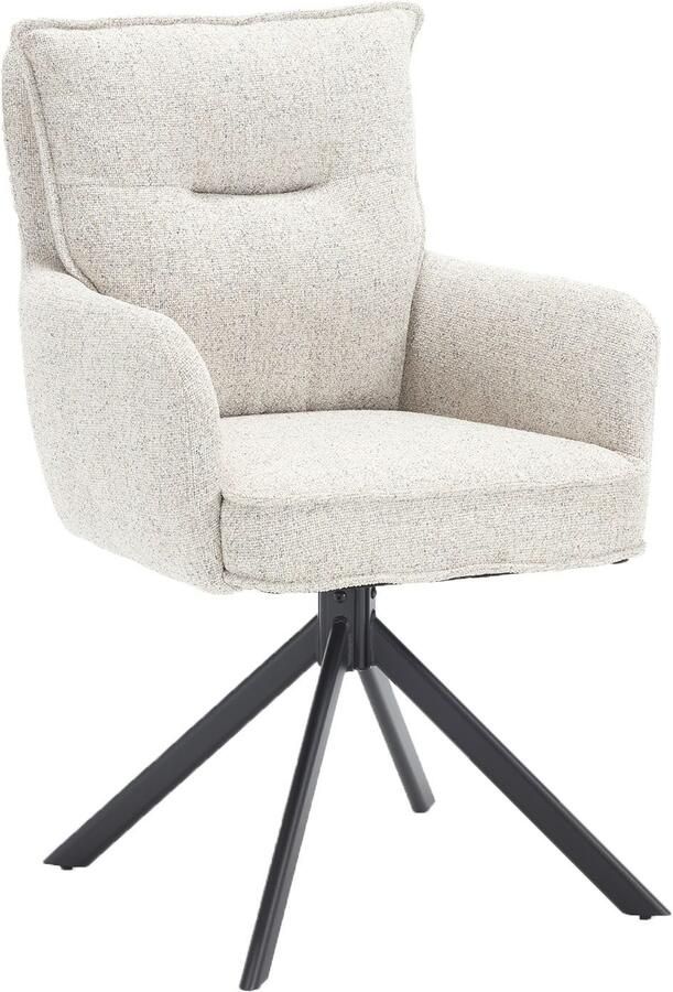 SalesFever Eetkamerstoel Austin Armlehnstuhl mit hochwertiger Taschenfederkern-Polsterung Eetkamerstoel met 360° draaifunctie metalen voet (1 stuk) - Foto 8