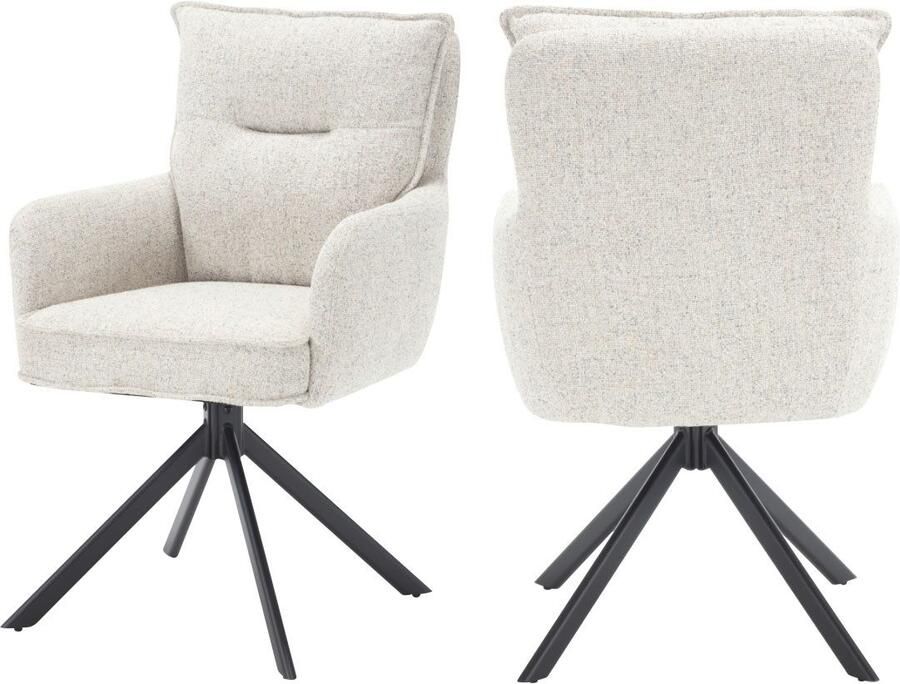 SalesFever Eetkamerstoel Austin Armlehnstuhl mit hochwertiger Taschenfederkern-Polsterung Eetkamerstoel met 360° draaifunctie metalen voet (1 stuk) - Foto 2