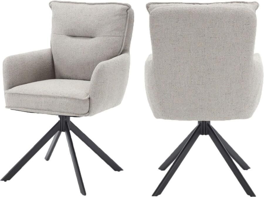 SalesFever Eetkamerstoel Austin Armlehnstuhl mit hochwertiger Taschenfederkern-Polsterung Eetkamerstoel met 360° draaifunctie metalen voet (1 stuk) - Foto 4