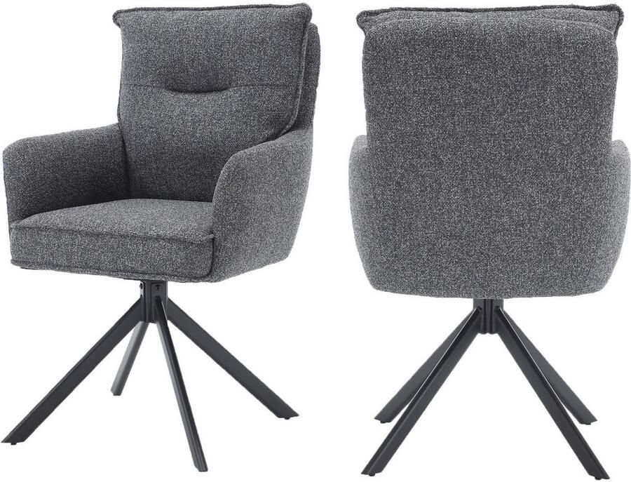 SalesFever Eetkamerstoel Austin Armlehnstuhl mit hochwertiger Taschenfederkern-Polsterung Eetkamerstoel met 360° draaifunctie metalen voet (1 stuk) - Foto 2