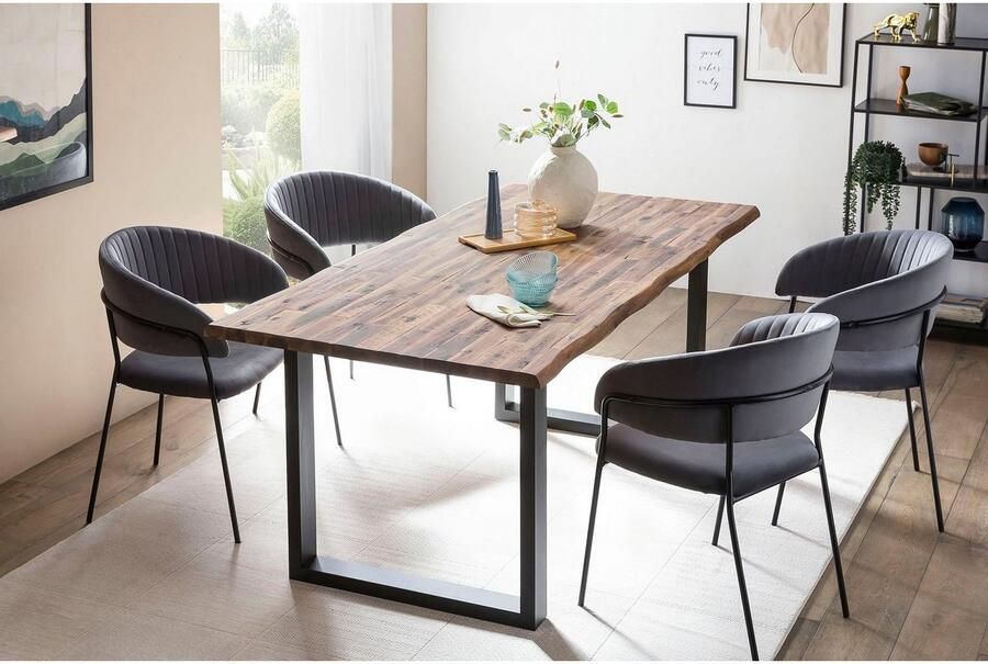 SalesFever Eetkamerstoel Idro Comfortabele Gestoffeerde stoel Afgeronde rugleuning met verticaal stiksel (1 stuk) - Foto 6