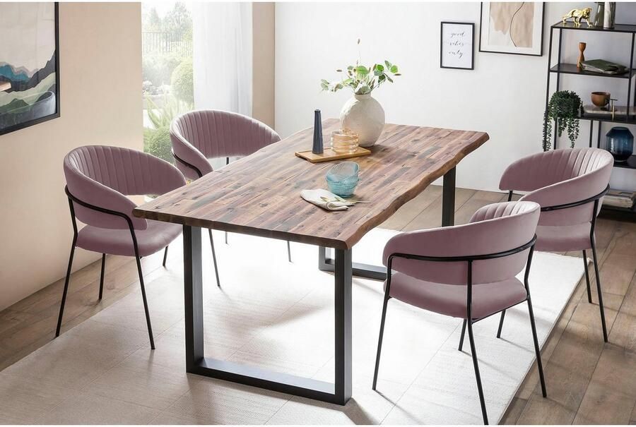 SalesFever Eetkamerstoel Idro Comfortabele Gestoffeerde stoel Afgeronde rugleuning met verticaal stiksel (1 stuk) - Foto 7