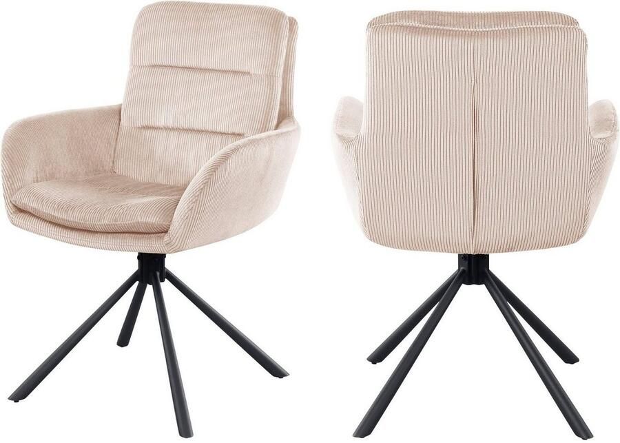 SalesFever Eetkamerstoel Pizzo Eleganter Armlehnstuhl Eetkamerstoel met cordstof 360° draaifunctie (1 stuk) - Foto 2