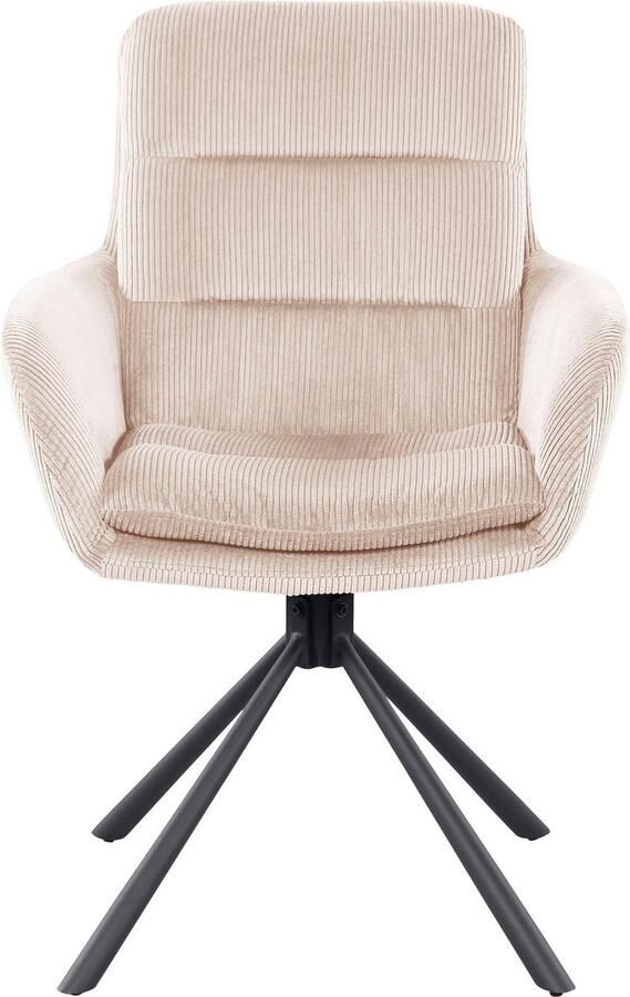 SalesFever Eetkamerstoel Pizzo Eleganter Armlehnstuhl Eetkamerstoel met cordstof 360° draaifunctie (1 stuk) - Foto 5