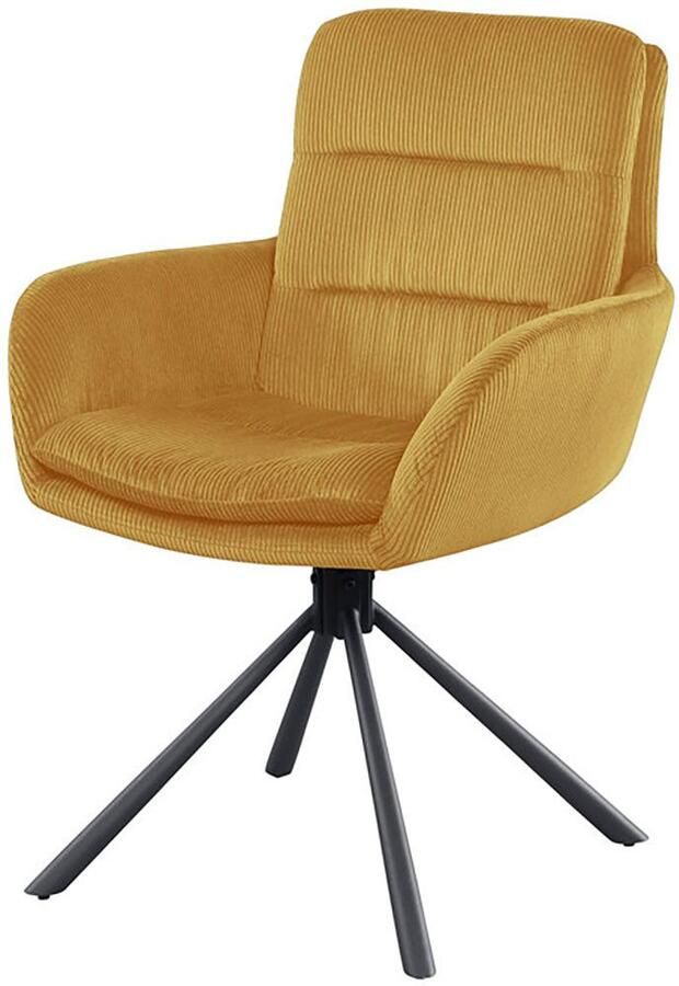 SalesFever Eetkamerstoel Pizzo Eleganter Armlehnstuhl Eetkamerstoel met cordstof 360° draaifunctie (1 stuk) - Foto 6