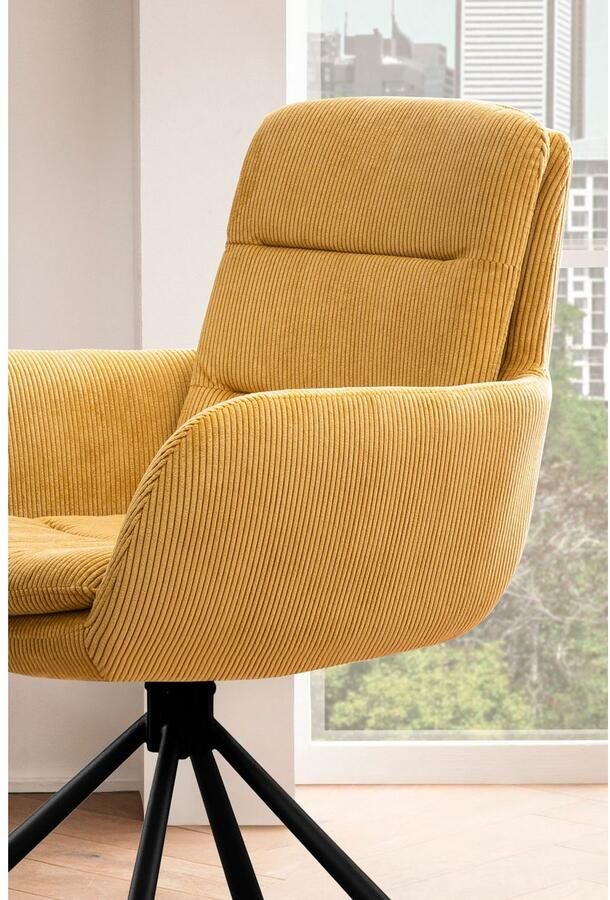 SalesFever Eetkamerstoel Pizzo Eleganter Armlehnstuhl Eetkamerstoel met cordstof 360° draaifunctie (1 stuk) - Foto 7