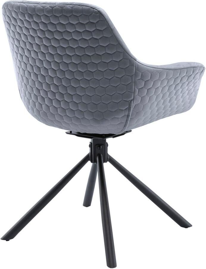 SalesFever Eetkamerstoel Rimini fauteuil: zitcomfort voor de eetkamer Eetkamerstoel achterkant met honingraatstepping 360° draaifunctie (1 stuk) - Foto 3