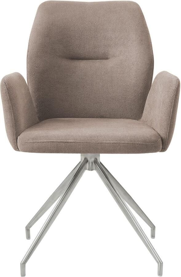 SalesFever Eetkamerstoel Taormina Armlehnstuhl mit silbernem Edelstahlgestell Eetkamerstoel 180° draaifunctie frame van roestvrij staal (1 stuk) - Foto 3