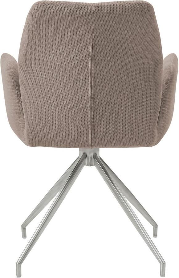 SalesFever Eetkamerstoel Taormina Armlehnstuhl mit silbernem Edelstahlgestell Eetkamerstoel 180° draaifunctie frame van roestvrij staal (1 stuk) - Foto 4