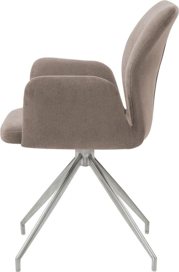 SalesFever Eetkamerstoel Taormina Armlehnstuhl mit silbernem Edelstahlgestell Eetkamerstoel 180° draaifunctie frame van roestvrij staal (1 stuk) - Foto 2