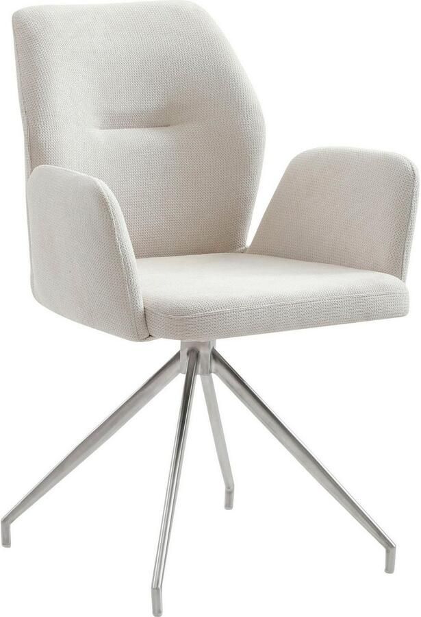 SalesFever Eetkamerstoel Taormina Armlehnstuhl mit silbernem Edelstahlgestell Eetkamerstoel 180° draaifunctie frame van roestvrij staal (1 stuk) - Foto 5