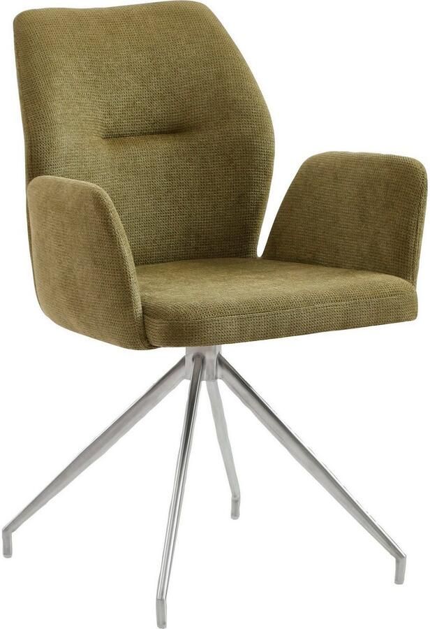 SalesFever Eetkamerstoel Taormina Armlehnstuhl mit silbernem Edelstahlgestell Eetkamerstoel 180° draaifunctie frame van roestvrij staal (1 stuk) - Foto 3