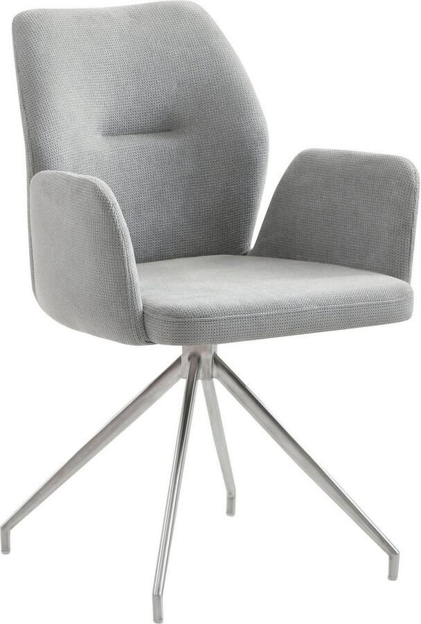SalesFever Eetkamerstoel Taormina Armlehnstuhl mit silbernem Edelstahlgestell Eetkamerstoel 180° draaifunctie frame van roestvrij staal (1 stuk) - Foto 2