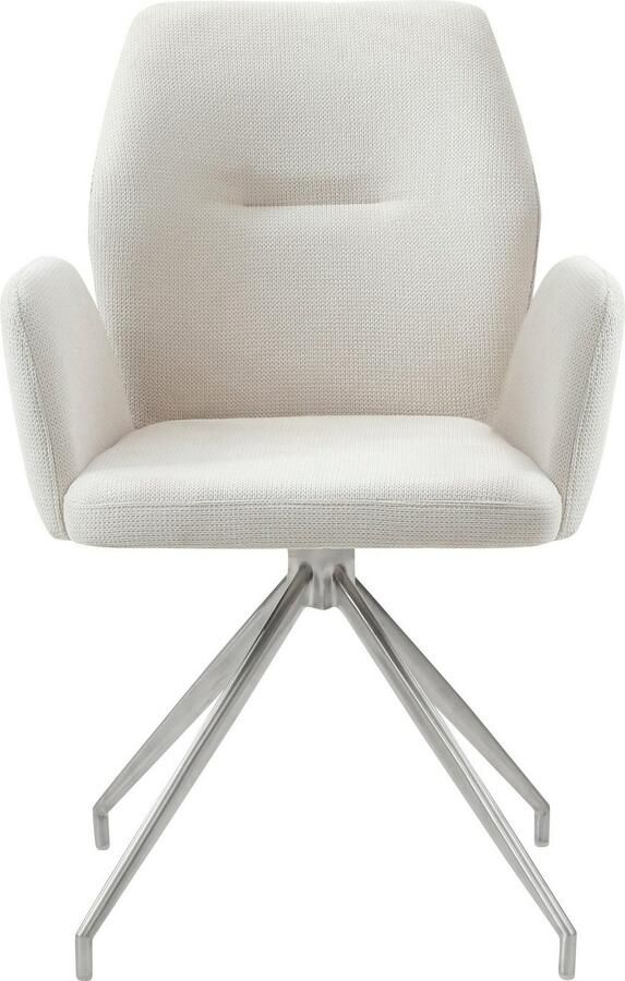 SalesFever Eetkamerstoel Taormina fauteuil met zilveren roestvrijstalen frame Eetkamerstoel 180° draaifunctie frame van roestvrij staal (1 stuk) - Foto 9