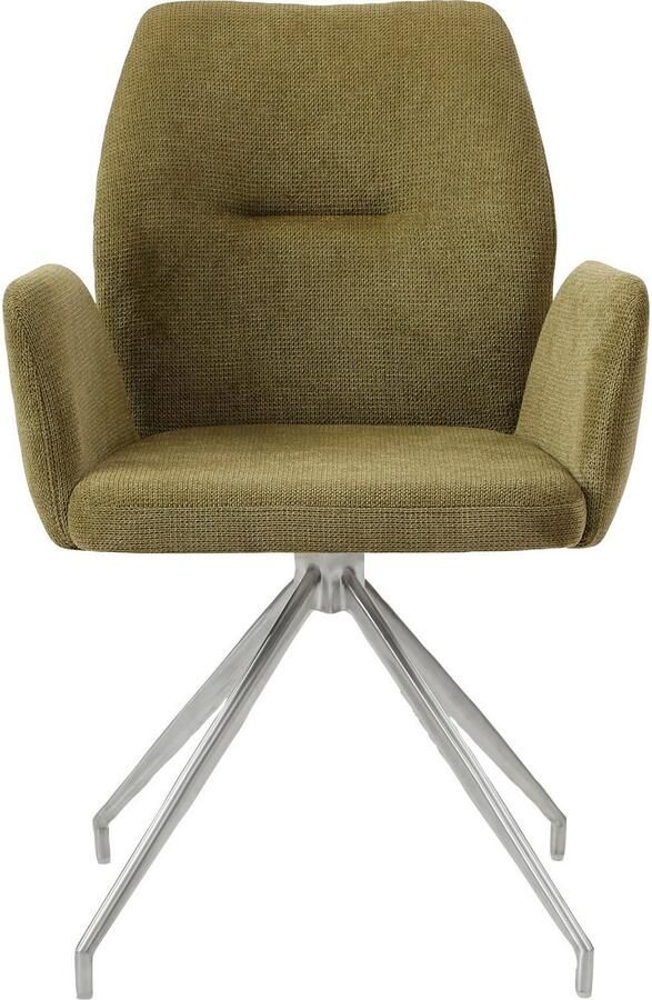 SalesFever Eetkamerstoel Taormina Armlehnstuhl mit silbernem Edelstahlgestell Eetkamerstoel 180° draaifunctie frame van roestvrij staal (1 stuk) - Foto 7