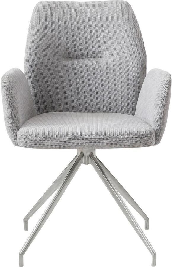 SalesFever Eetkamerstoel Taormina Armlehnstuhl mit silbernem Edelstahlgestell Eetkamerstoel 180° draaifunctie frame van roestvrij staal (1 stuk) - Foto 7