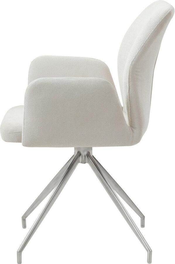 SalesFever Eetkamerstoel Taormina Armlehnstuhl mit silbernem Edelstahlgestell Eetkamerstoel 180° draaifunctie frame van roestvrij staal (1 stuk) - Foto 7