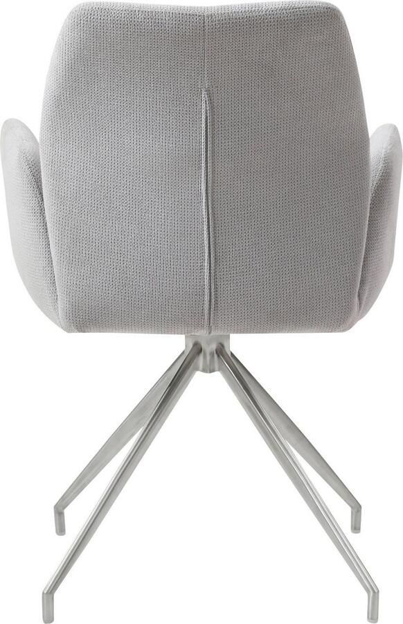 SalesFever Eetkamerstoel Taormina Armlehnstuhl mit silbernem Edelstahlgestell Eetkamerstoel 180° draaifunctie frame van roestvrij staal (1 stuk) - Foto 6