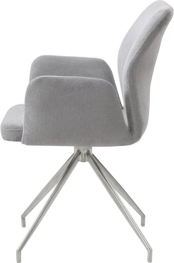 SalesFever Eetkamerstoel Taormina Armlehnstuhl mit silbernem Edelstahlgestell Eetkamerstoel 180° draaifunctie frame van roestvrij staal (1 stuk) - Foto 5