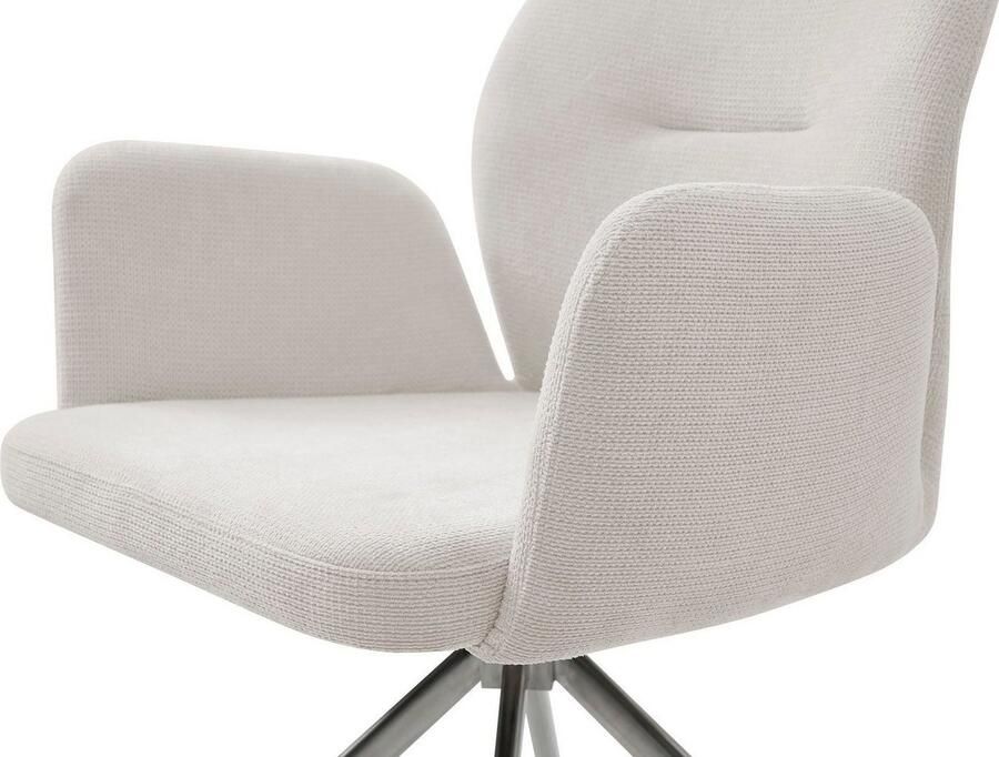 SalesFever Eetkamerstoel Taormina fauteuil met zilveren roestvrijstalen frame Eetkamerstoel 180° draaifunctie frame van roestvrij staal (1 stuk) - Foto 2