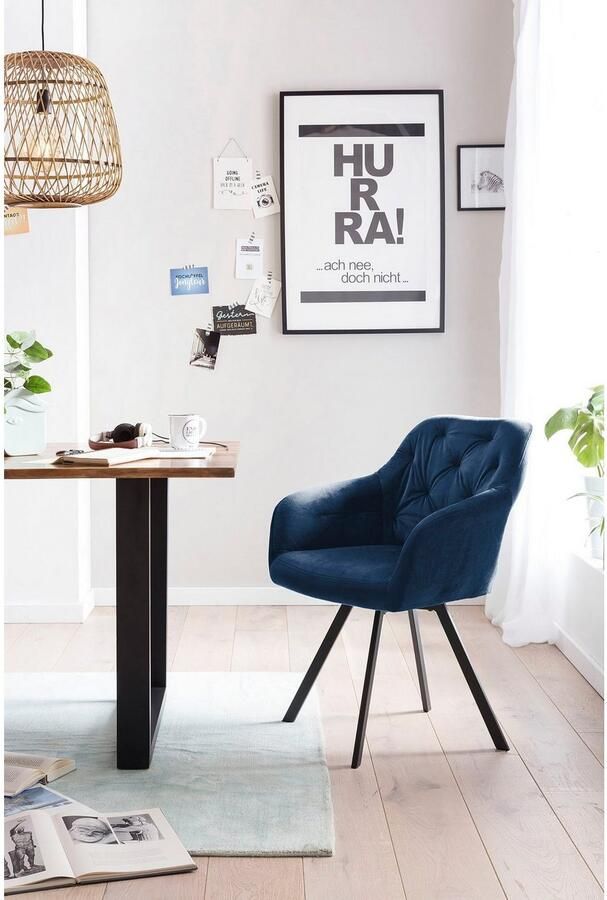 SalesFever Eetkamerstoel Toronto Stuhl Stilvoller Armlehnstuhl mit Steppungen Eetkamerstoel 360° draaiplateau onder de zitplaats (1 stuk) - Foto 6