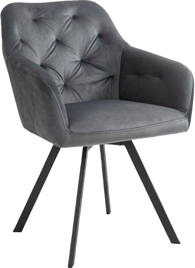 SalesFever Eetkamerstoel Toronto Stuhl Stilvoller Armlehnstuhl mit Steppungen Eetkamerstoel 360° draaiplateau onder de zitplaats (1 stuk) - Foto 5