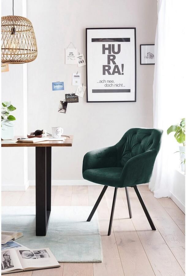 SalesFever Eetkamerstoel Toronto Stuhl Stilvoller Armlehnstuhl mit Steppungen Eetkamerstoel 360° draaiplateau onder de zitplaats (1 stuk) - Foto 5