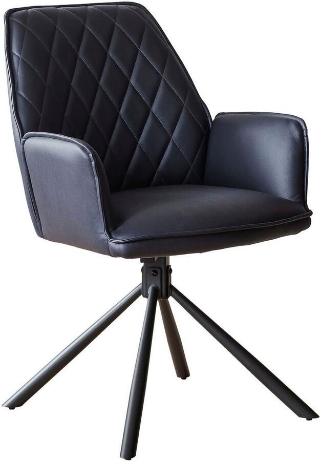 SalesFever Eetkamerstoel Vancouver Armlehnstuhl fürs Esszimmer Eetkamerstoel rugleuning met ruitstepping 360° draaifunctie (set 2 stuks) - Foto 3