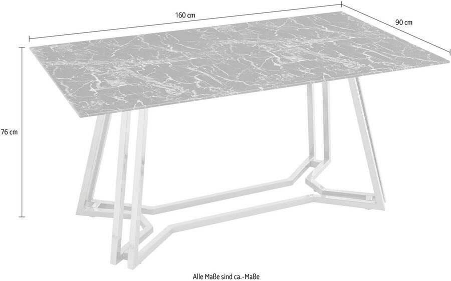 Artistiq Living Artistiq Eettafel Facundo Marmerlook 160 x 90cm Goud Zwart - Foto 4