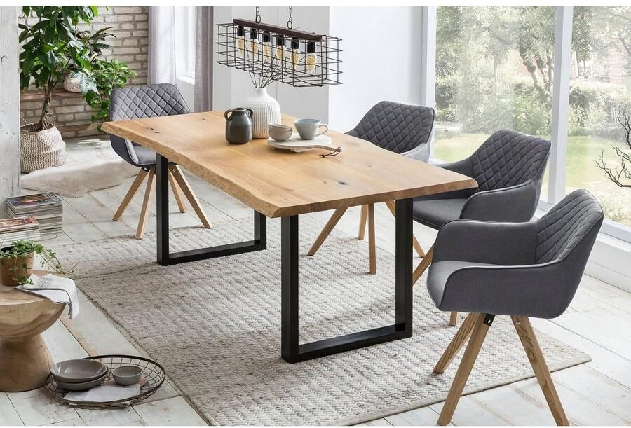 SalesFever Eetkamerstoel Bequemer Atuhl met diamantvormig stiksel op de rugleuning (set 2 stuks) - Foto 4