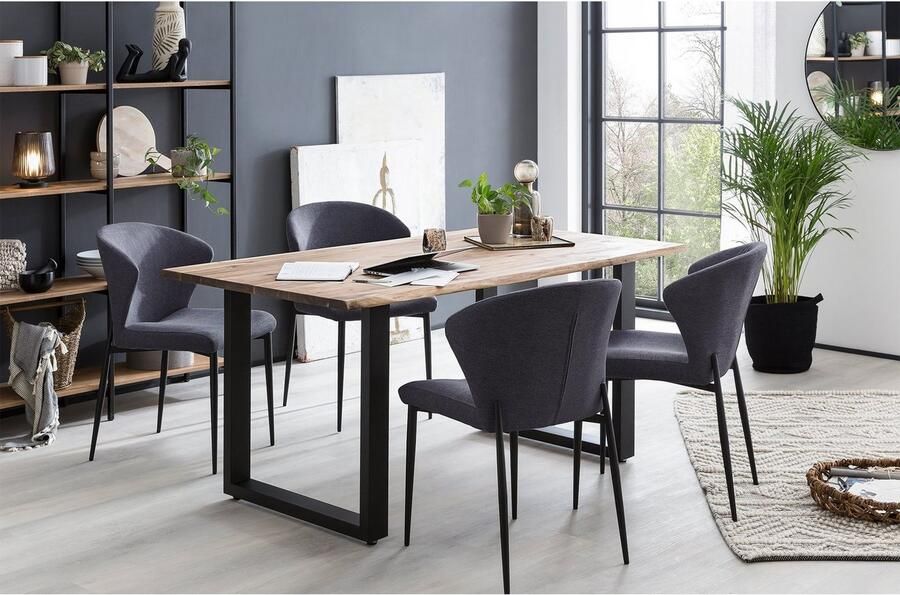 SalesFever Eetkamerstoel Dallas set van 2 met metalen frame b 63 h 87 d 56 cm (set 2 stuks) - Foto 6