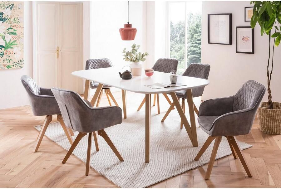 SalesFever Eettafel Solna Stijlvolle tafel voor je huis Massieve eikenhouten haarspeldpoten: natuurlijk designstatement - Foto 3