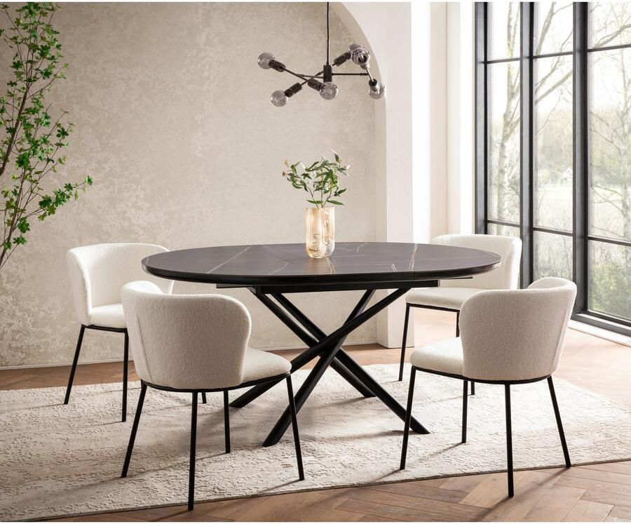 SalesFever Eettafel Stuttgart Esstisch für stilvolles Speisen rond keramiek uitschuifbaar van 120 160 cm - Foto 3