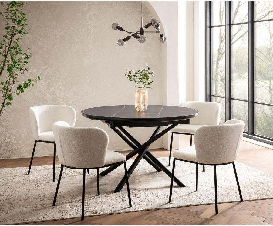 SalesFever Stoel met 4 poten Stuhl mit vier Füßen afgeronde rugleuning (set 2 stuks) - Foto 3