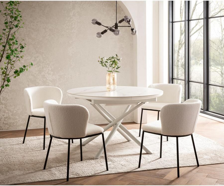 SalesFever Stoel met 4 poten Stuhl mit vier Füßen afgeronde rugleuning (set 2 stuks) - Foto 2