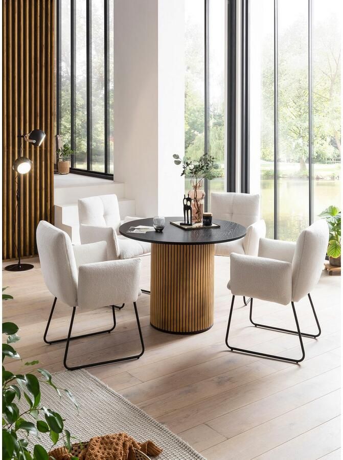 SalesFever Eettafel Torsby Essplatztisch für Familien met geribbelde voet van eikenfineer - Foto 3