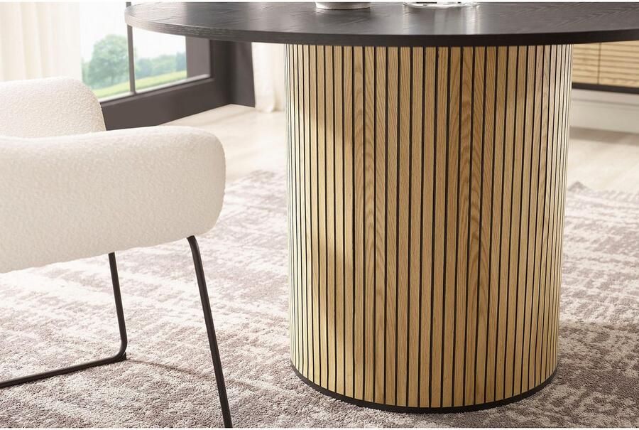 SalesFever Eettafel Torsby Essplatztisch für Familien met geribbelde voet van eikenfineer - Foto 12