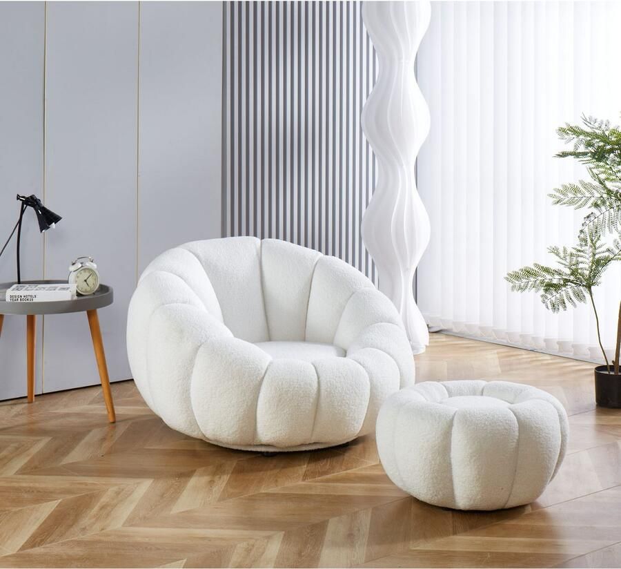 SalesFever Fauteuil Bonn Der elegante Sessel incl. poef en met 360° draaifunctie (set 2 stuks) - Foto 3