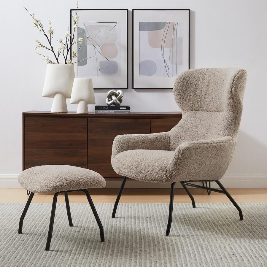 SalesFever Fauteuil Orlando Bequemer Sessel zum Entspannen met bekleding in imitatiebont-look (set 2 stuks) - Foto 10