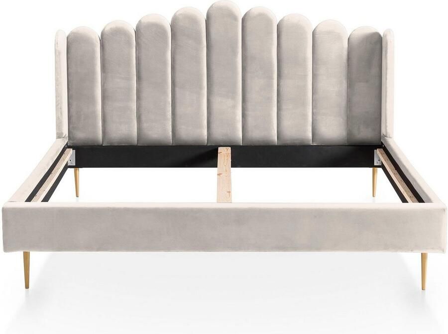 SalesFever Gestoffeerd bed Komfortables Polsterbett für erholsamen Schlaf Fluwelen bekleding goudkleurige metalen poten - Foto 2