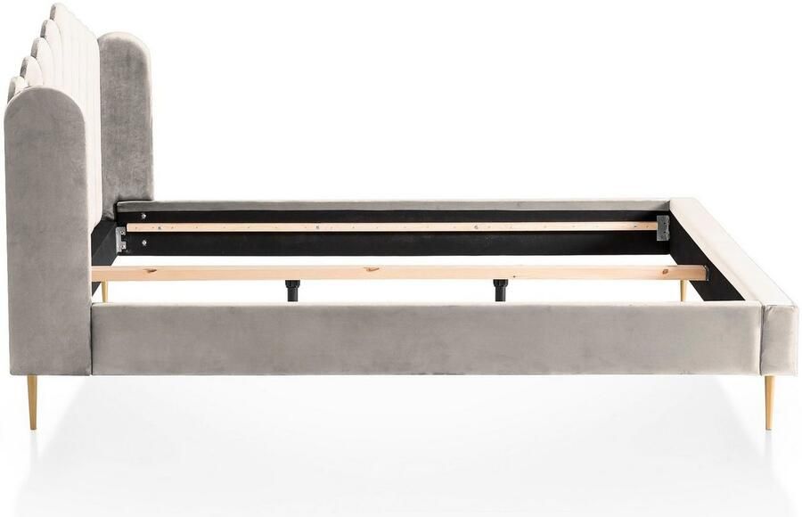 SalesFever Gestoffeerd bed Komfortables Polsterbett für erholsamen Schlaf Fluwelen bekleding goudkleurige metalen poten - Foto 4