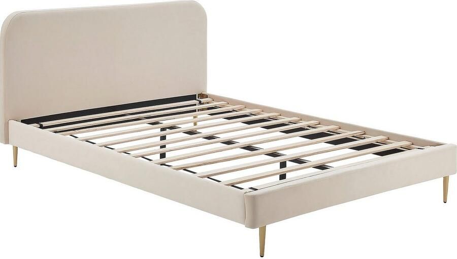 SalesFever Gestoffeerd bed Komfortables Polsterbett für erholsamen Schlaf Poten chroom goudkleur - Foto 3