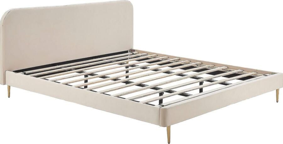 SalesFever Gestoffeerd bed Komfortables Polsterbett für erholsamen Schlaf Poten chroom goudkleur - Foto 4