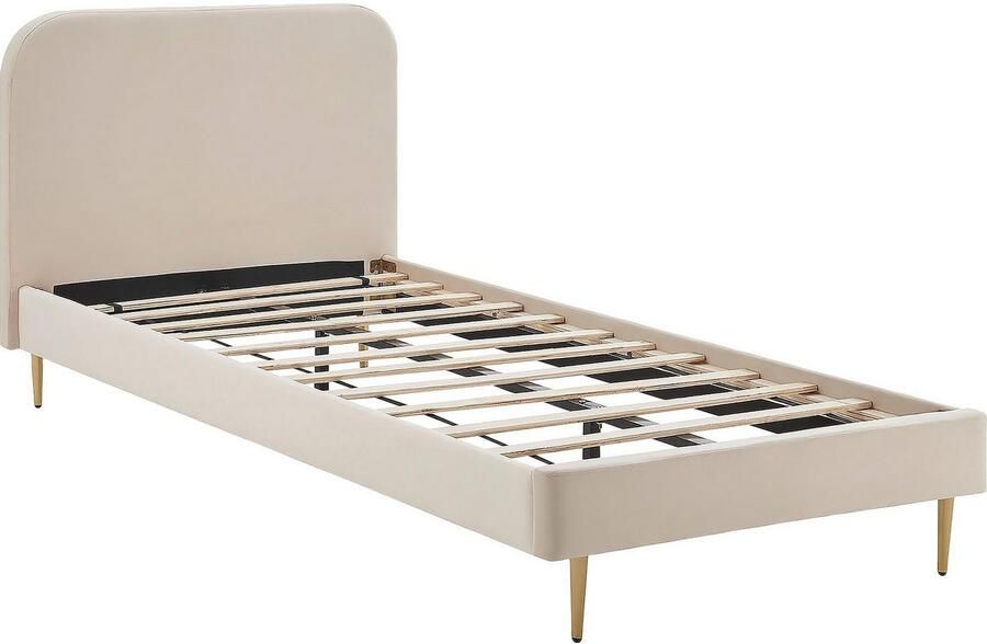 SalesFever Gestoffeerd bed Komfortables Polsterbett für erholsamen Schlaf Poten chroom goudkleur - Foto 2