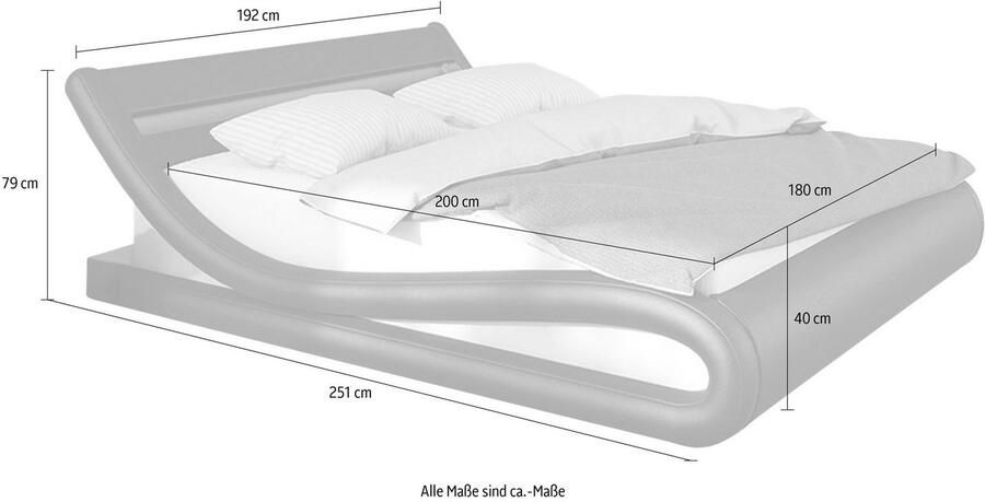 SalesFever Gestoffeerd bed Komfortables Polsterbett für süße Träume met ledverlichting imitatieleer design bed in een modern model