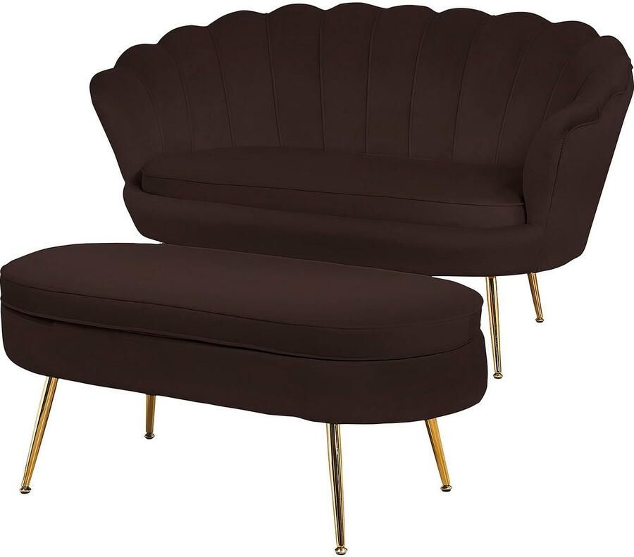 SalesFever Hocker Clam Stijlvolle kruk Elegant design in ovale vorm 99cm breedte - Foto 3
