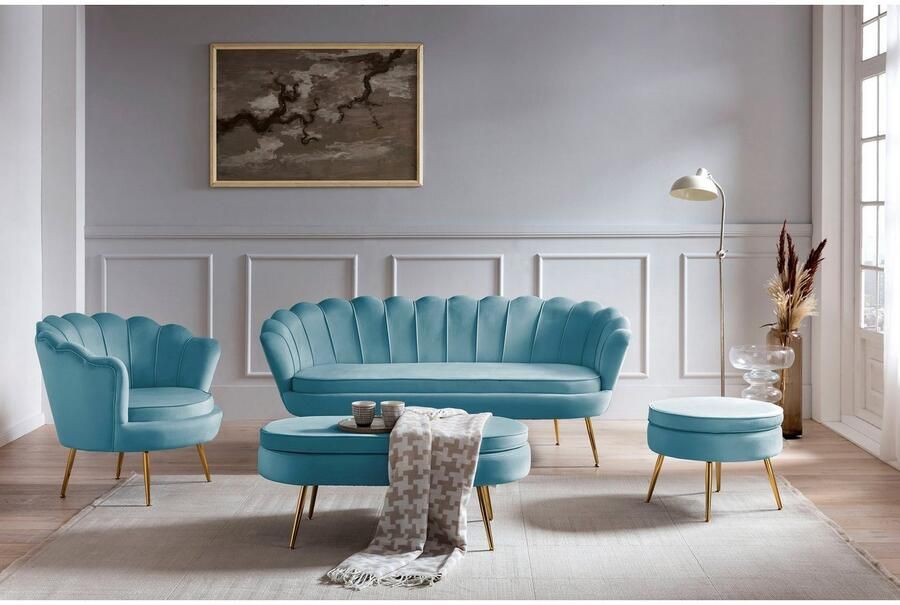 SalesFever Hocker Clam Stijlvolle kruk Elegant design in ovale vorm 99cm breedte - Foto 6
