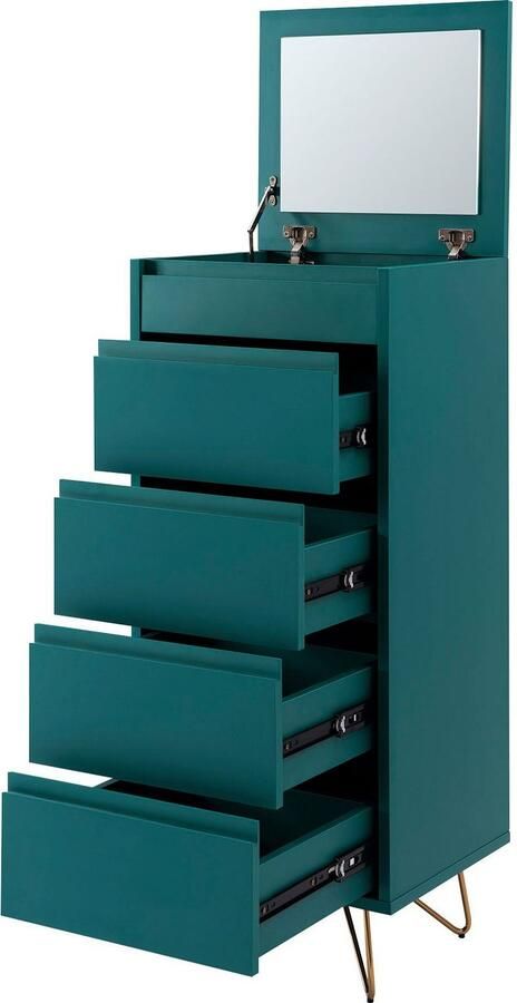 SalesFever Hoge kast Bolton Elegante Schubkastenkommode Spiegel in klepdeksel kast met make-upvak ladekast - Foto 2