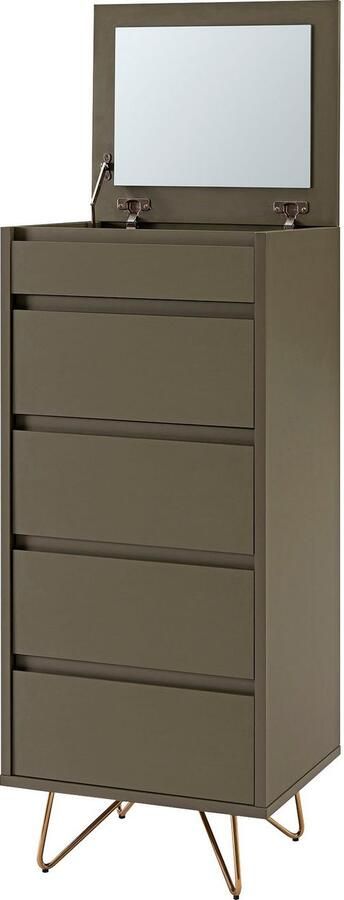 SalesFever Hoge kast Bolton Elegante Schubkastenkommode Spiegel in klepdeksel kast met make-upvak ladekast - Foto 7