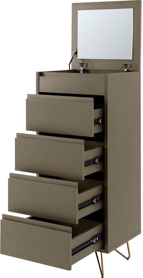SalesFever Hoge kast Bolton Elegante Schubkastenkommode Spiegel in klepdeksel kast met make-upvak ladekast - Foto 2